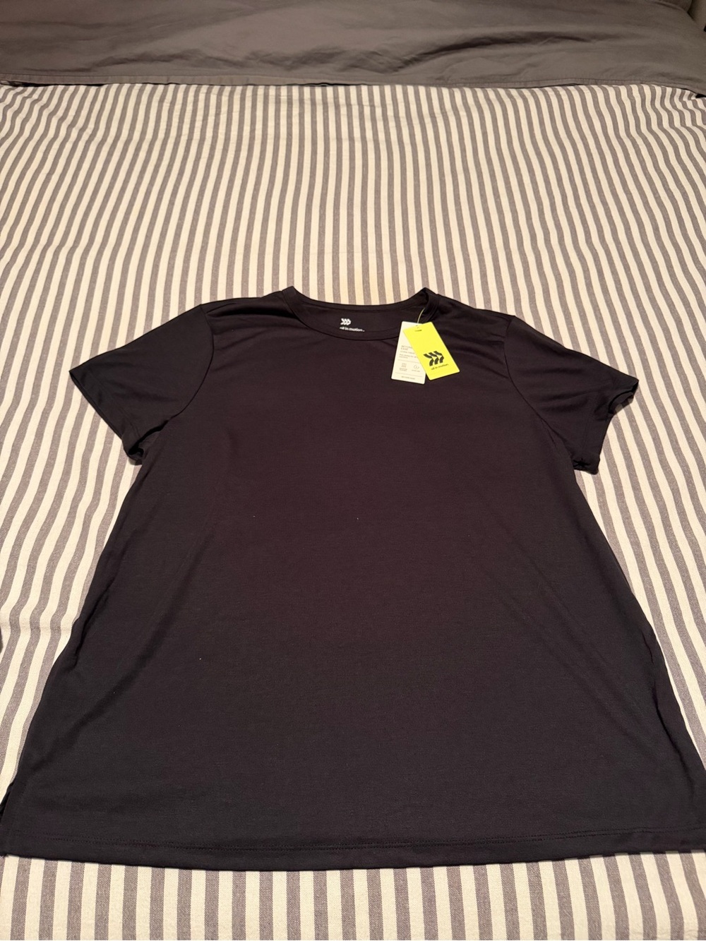 all in motion Black Crewneck Tee with Yellow Tag